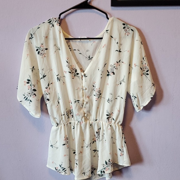 Sienna Sky Tops - SIENNA SKY WOMENS White FLORAL blouse size M